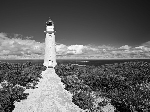 Sky, sea, Lighthouses, clouds