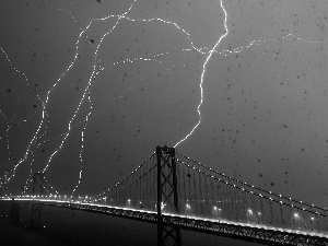 Lightning, bridge, Storm