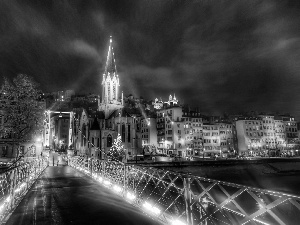 Lyon, France, light, evening, bridge
