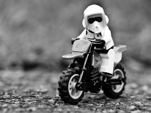 Lego, motor-bike, M&Ms mate