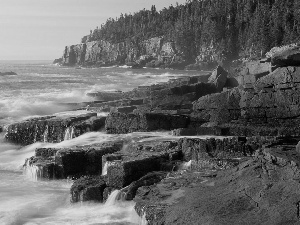 sea, Cliffs, State of Maine, Acadia National Park, The United States