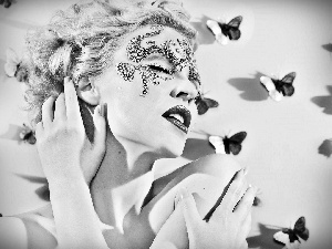 make-up, butterflies, Minogue, singer, Kylie