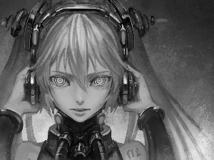 Manga, Anime, HEADPHONES, Drawing, girl