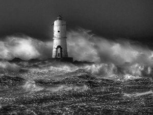 rough, Lighthouse, maritime, sea