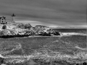 sea, Lighthouse, maritime, Island