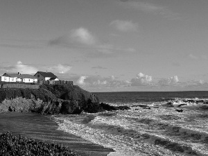 sea, Lighthouse, maritime, Waves