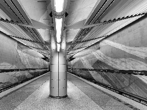 Column, station, metro, platform