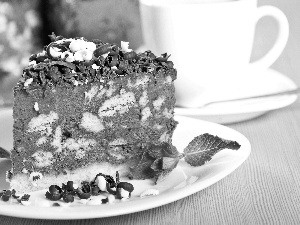 cake, teaspoon, mint, plate