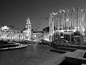 Europe, Moscow, flag, square, Russia, Monument, Night