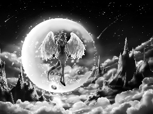moon, Chibionpu, angel