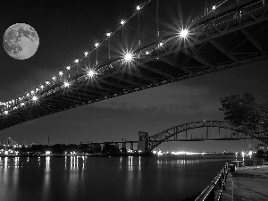Bridges, fullness, moon, River
