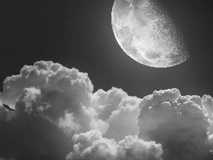 moon, Sky, clouds