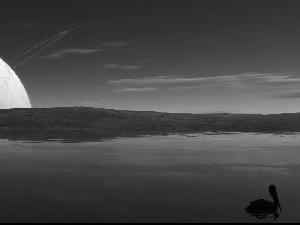 moon, lake, declining