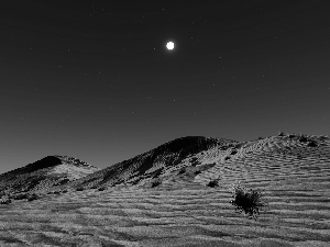 Desert, Sand, moon, Dunes