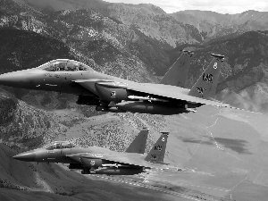F-15, jets, Mountains
