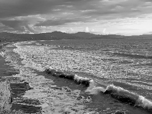 Coast, Waves, Mountains, Beaches