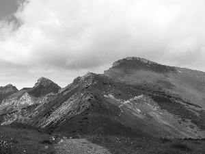 Mountains, Way, Meadow