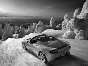 Mountains, Tesla, Roadster