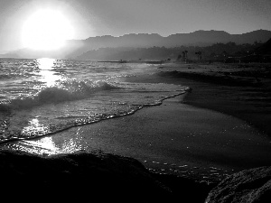 sea, Coast, Mountains, Beaches