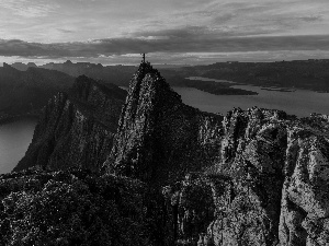 peaks, Norway, Senja Island, Norwegian Sea, rocks, Mountains