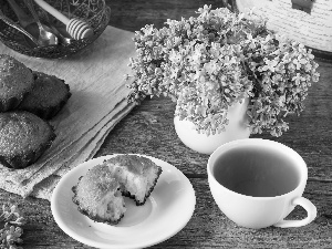 Vase, Muffins, cup, without, tea