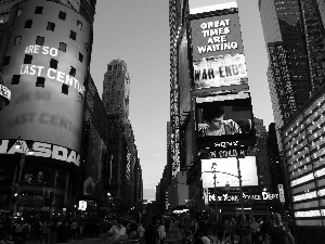 neon, Manhattan, buildings