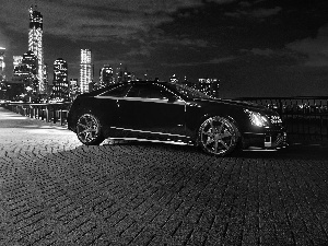 Cadillac, skyscraper, Night, CTS-V