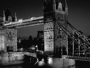 England, bridge, Night, London