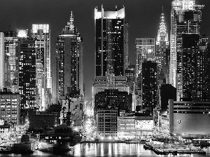 Town, skyscraper, Night, New York