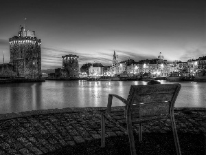 port, Bench, Night, fort