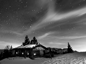 Sky, winter, Night, Home