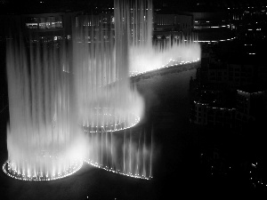 Night, Fountains, Town