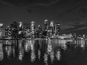 night, Singapur, Town