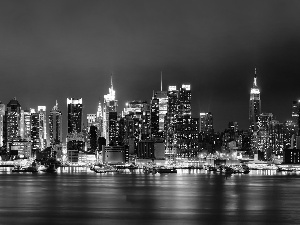 New York, skyscraper, Night, Town