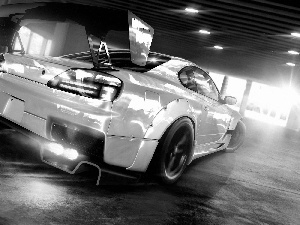 Drift, White, nissan silvia s15