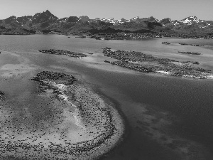 Norwegian Sea, Lofoten, Nordland, Norway, Mountains, Islets