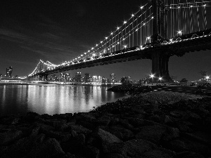 bridge, Manhattan Bridge, Nowy York, Night