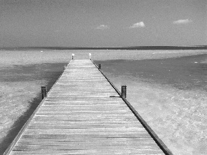 Ocean, pier, blue