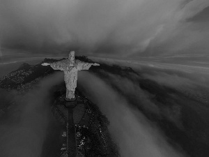 clouds, Fog, Rio de Janeiro, Statue of Christ the Redeemer, Brazil