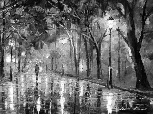 Park, picture, oil, Leonid Afremov