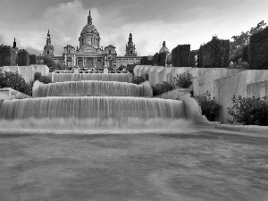 Barcelona, fountain, palace, Montjuic