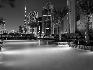 Dubaj, Pool, Palms, skyscraper