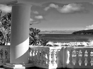 Palms, terrace, sea