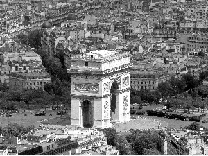 panorama, Houses, Paris, arc de Triomphe, France