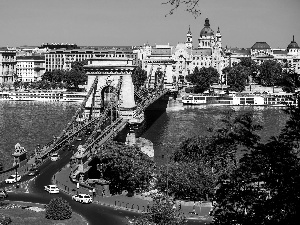 Budapest, Hungary, bridge, Panorama of City, River