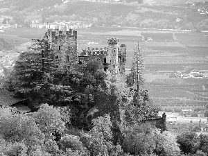 ruins, autumn, panorama, castle