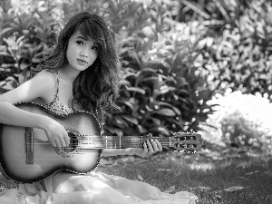 Park, girl, Guitar