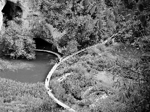 Park, Plitvice, water, Platform, People