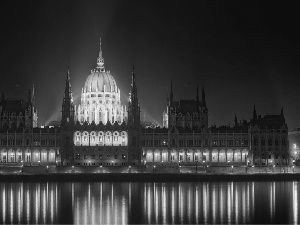 Parliament Building, light, Budapest, Night, Hungary