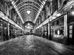 passage, London, Houses, stores, Street